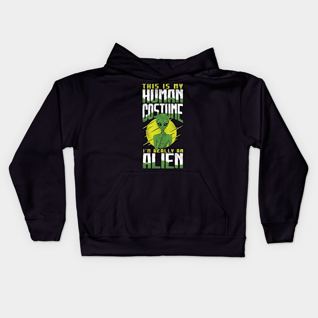 Alien Costume UFO Lover Alien Space Kids Hoodie by MGS